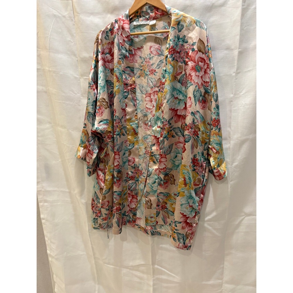 Vintage‎ Floral Kimono Robe Lightweight Silky Bohemian Style